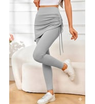 pilelistore- Kadın Yüksek Bel Yandan Büzgülü Alttan Uzun Kaşkorse Tayt Etek (Gri)