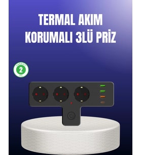 Usb Ve Type-c Portlu Anahtarlı Çoklu Priz Güç Ünitesi