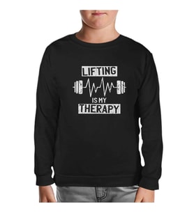 Bodybuilding - Lifting Therapy Siyah Çocuk Sweatshirt