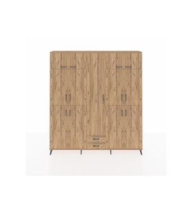 Arges Gardrop 10 Raflı 2 Çekmeceli 4 Askılı 220x30x243 Çam-Çam