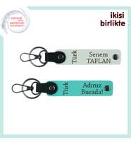 Milli Ruhlu Hediye – Türk Yazısı ve Kişiye Özel Anahtarlık Takımı 2li, Beyaz-Turkuaz