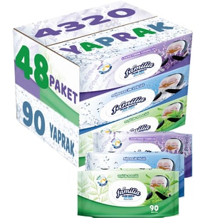 Familia Islak Havlu Mendil 90 Yaprak Karma 48 Li Set (Lavanta-Mineral-Yeşilin Tazeliği) 4320 Yaprak