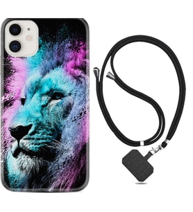 Apple iPhone 11 12 13 Mini Kılıf Boyun Askılı Silikon Pink Blue Leon 1603