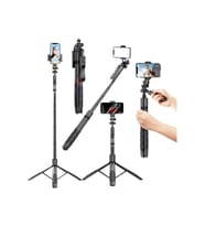 Esnek 360° Alüminyum Tripod Selfie Kumandalı 153 cm Android iOS GoPro Uyumlu