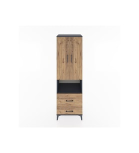 Hyperion Dolap 2 Raflı 2 Çekmeceli Tek Askılı 60x44x195 Antrasit-Çam