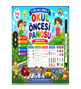 OKUL ÖNCESİ PANOSU – Spiralli Büyük Boy Kitap A3 Boyut Silinebilir Kalem İlaveli