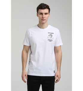 Bisiklet Yaka Beyaz Slim Fit Tişört 23SSM20299
