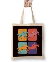 Retro Pop Art Equestrian Sport Horse Riding Vintage Dressage Bez Çanta Uzun Saplı