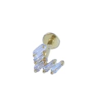 Baget Taşlı Gümüş Gold Tragus