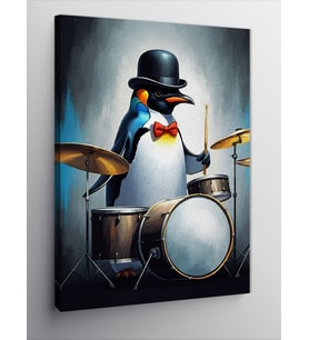 Kanvas Tablo Davul Çalan Penguen