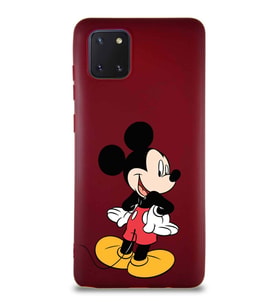 Samsung Galaxy Note 10 Lite Soft Premier Kapak Mickey Mouse-D Tasarımlı Silikon Kılıf - Mürdüm (Şeffaf)