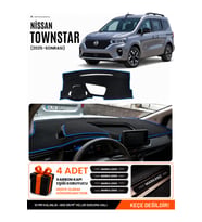 e-biz NİSSAN TOWNSTAR (2025-SONRASI) Uyumlu Torpido Örtüsü, Torpido Kılıfı - Siyah-Mavi - NI023