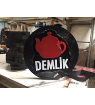 Demlik Çaydanlık Yazılı Tabela 3D Led Neon Etkili Işıklı Tabela 30X45 CM Tek Taraflı