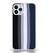 PrintiFy Apple iPhone 11 Pro Kamera Korumalı Mavi Gökkuşağı Desenli Cam Kapak Beyaz