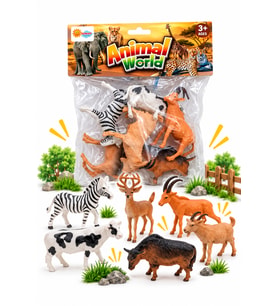 6'lı Hayvan Figür Seti – Zebra, Geyik, Keçi, İnek ve Karışık Hayvan Oyuncakları – 3+ Yaş