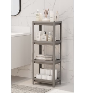 Mithra Life 4 Katlı Hazneli Plastik Gri Banyo Mutfak Balkon Düzenleyici Rafı MIT1193