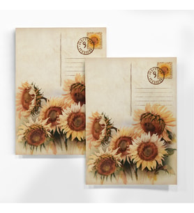 A6 (10,5x14,8 cm) 6’lı Tek Desen Vintage Ayçiçeği / Günebakan Scrapbook, Journal ve Mektup Kağıdı