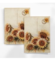 A6 (10,5x14,8 cm) 6’lı Tek Desen Vintage Ayçiçeği / Günebakan Scrapbook, Journal ve Mektup Kağıdı