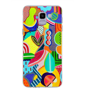 PrintiFy Samsung Galaxy J6 2018 ile Uyumlu 1mm Slim Fit Retro Colors 6 Baskılı Şeffaf  Kılıf