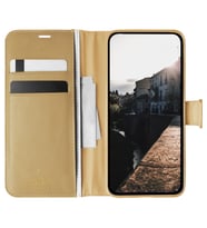 Oppo A9 2020 Kılıf Case, Suni Deri, Kartlık Cüzdan Bölmeli Mıknatıslı Kapatma kopçalı Standlı Kapaklı Kılıf (Gold)