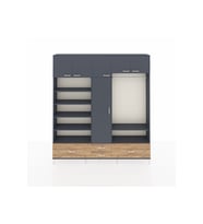 Arges Dolap 18 Raflı 4 Çekmeceli Tek Askılı 220x30x243 Antrasit-Antrasit/Çam