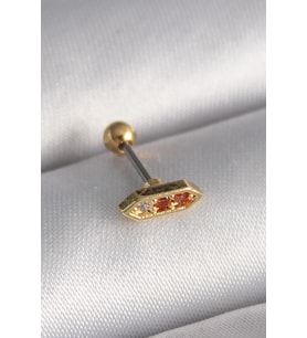 316L Çelik Gold Renk Turuncu Zirkon Taşlı Tragus Piercing 5886 - HEP-6911-8181