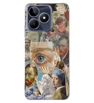 Realme C53 Uyumlu Sanatsal Kolaj Desenli Şeffaf Telefon Kılıfı