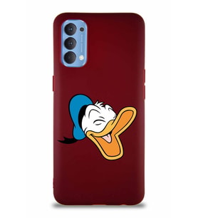 Oppo Reno 4 Soft Premier Kapak Donald Duck-E Tasarımlı Silikon Kılıf - Mürdüm (Şeffaf)