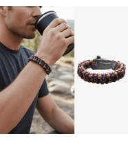 Pusulalı Çakmaklı Taktik Paracord Bileklik - Toprak Mor Kamuflaj Desen - Kamp ve Doğa Sporları İçin