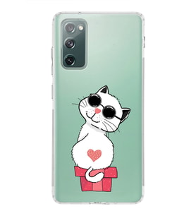 Samsung Galaxy S20 FE Uyumlu Kamera Korumalı Kapak Coolcat Tasarımlı  Şeffaf  Kılıf