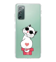 Samsung Galaxy S20 FE Uyumlu Kamera Korumalı Kapak Coolcat Tasarımlı  Şeffaf  Kılıf