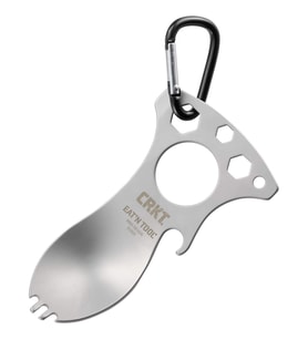 Crkt 9100C Gümüş Eat’N Tool Karabina Çok Fonksiyonlu Karabina Tornavida Lokma Açacak Çatal Kaşık