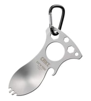 Crkt 9100C Gümüş Eat’N Tool Karabina Çok Fonksiyonlu Karabina Tornavida Lokma Açacak Çatal Kaşık
