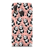 Xiaomi Redmi Note 7 Pro Uyumlu Lansman Kılıf Panda Tasarımlı İçi Kadife Kapak-Pembe (Şeffaf)