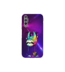 Huawei Nova 5T ile Uyumlu Splash Tembel Hayvan Tasarımlı Şeffaf Silikon Kılıf