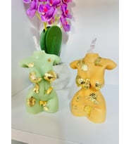 Kadın Vücudu Yaldızlı Dekoratif Kokulu Mum / Decorative Gilded Woman Body Candle (Turuncu)