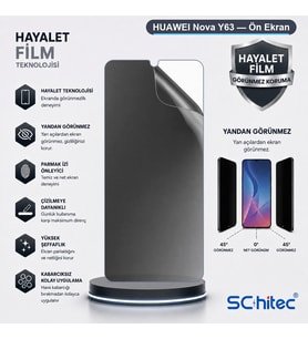 SChitec HUAWEI Nova Y63 Uyumlu Ön Yüzey Hayalet Privacy Hidrojel Ekran Koruyucu