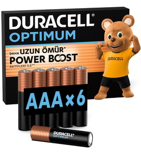 OPTIMUM AAA Alkalin İnce Kalem Pil (6'lı Paket) – 1,5V
