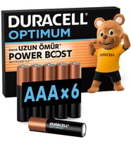 OPTIMUM AAA Alkalin İnce Kalem Pil (6'lı Paket) – 1,5V