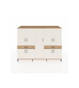 Kronos Dolap 12 Raflı 2 Çekmeceli 8 Kapaklı 220x59x163 Çam-Aytaşı/Çam