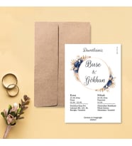 Davetiye Zarf ve Baskı Dahil (Beyaz yada Kraft Zarflı) - Düğün, Nişan, Nikah, Kına Davetiyesi (Kahverengi)