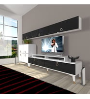 Decoraktiv Ekoflex 8 Mdf Gold Tv Ünitesi Tv Sehpası - Beyaz Siyah (Siyah - Beyaz)