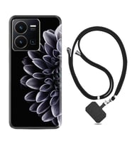 Vivo Y22 Kılıf Silikon Boyun Askılı İpli Desenli Silikon Çiçekler 1639