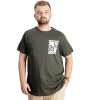 Mode XL Büyük Beden Erkek T-Shirt Bis Yaka Authentic 23140 Haki