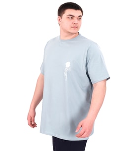 Mode XL Büyük Beden Erkek T-Shirt Bisiklet Yaka GORGEOUS U25022 Mavi