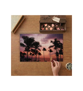 Kırmızı Gökyüzü - Palm Ağaçları Tasarımı 240 parça Ahşap Puzzle Ahşap Kutuda MP05963