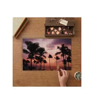 Kırmızı Gökyüzü - Palm Ağaçları Tasarımı 240 parça Ahşap Puzzle Ahşap Kutuda MP05963