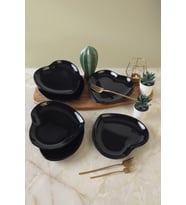 Keramika Siyah Kalp Pasta Tabağı 20 Cm 6 Adet 650