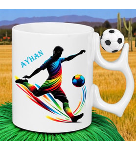 İsme Özel Dönen Futbol Figürlü Futbol  Baskılı Kupa