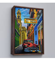 Çerçeveli La Bodeguita Cuba Car Duvar Tablosu (Siyah)